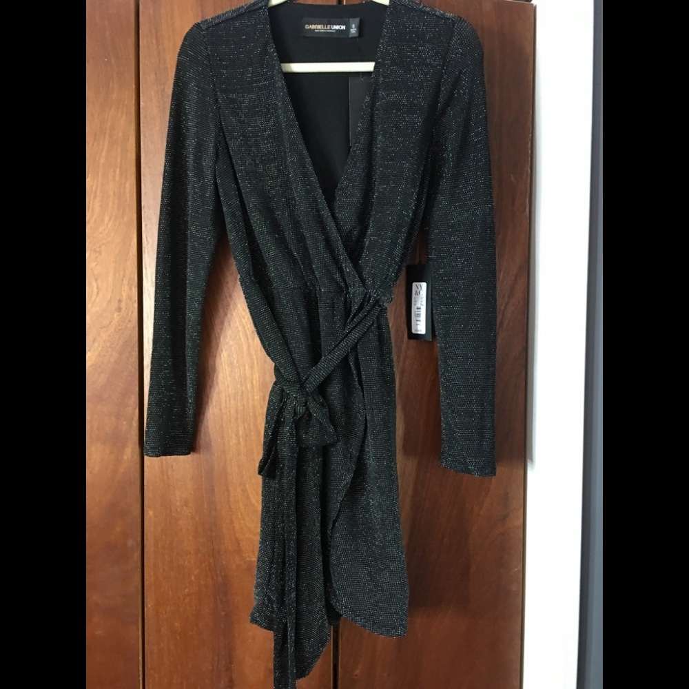 NY&Co Gabrielle Union Black Metallic Mini Dress